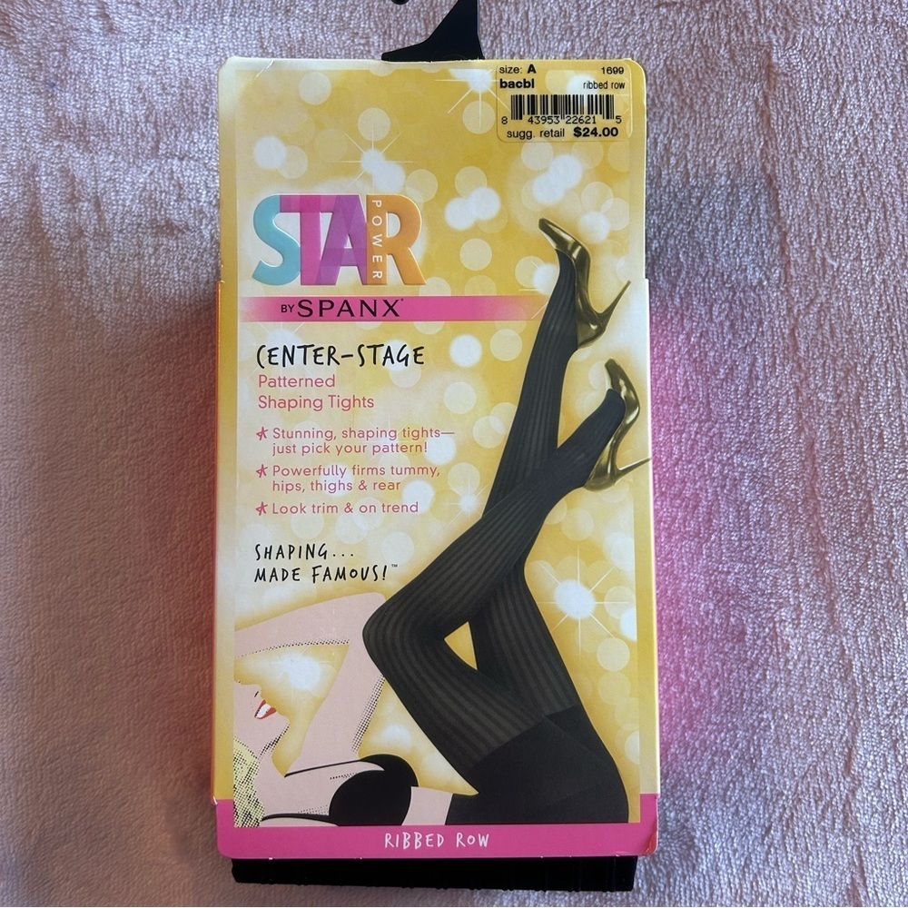Spanx Star Power black ribbed shaping tights size A (XS-S)